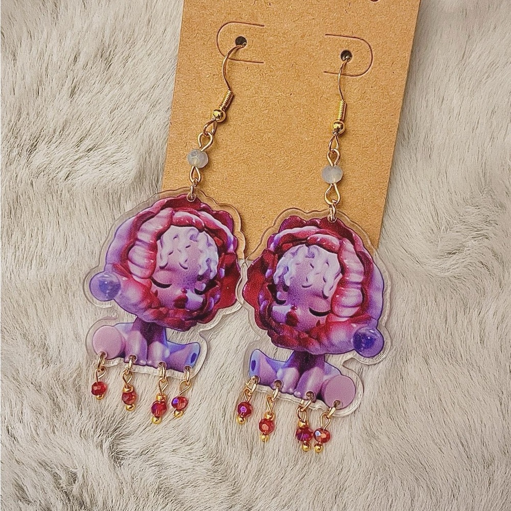 Cute Purple and Red Skullpanda Earrings